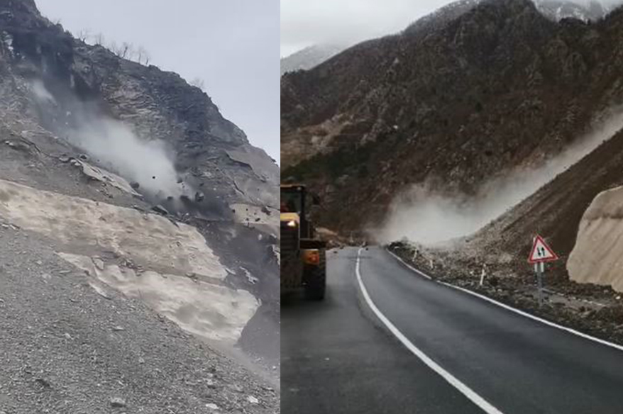 Artvin-Şavşat karayolunda heyelan