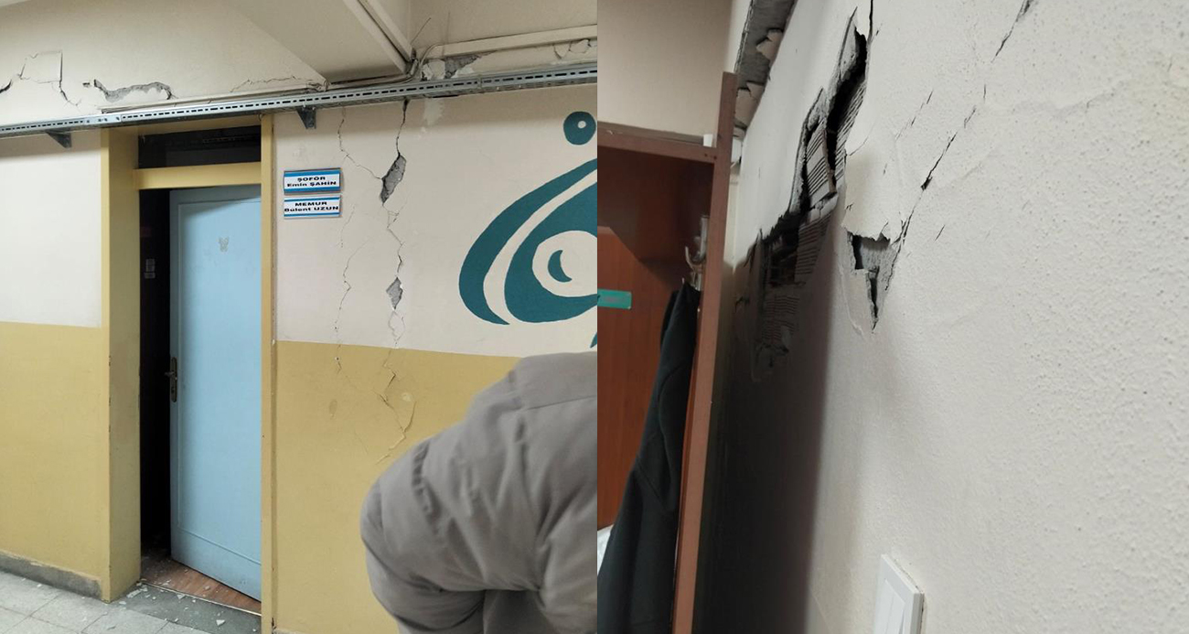 Tokat'ta meydana gelen 5,5 büyüklüğündeki depremde Niksar ilçesindeki bir okulda çatlaklar meydana geldi.