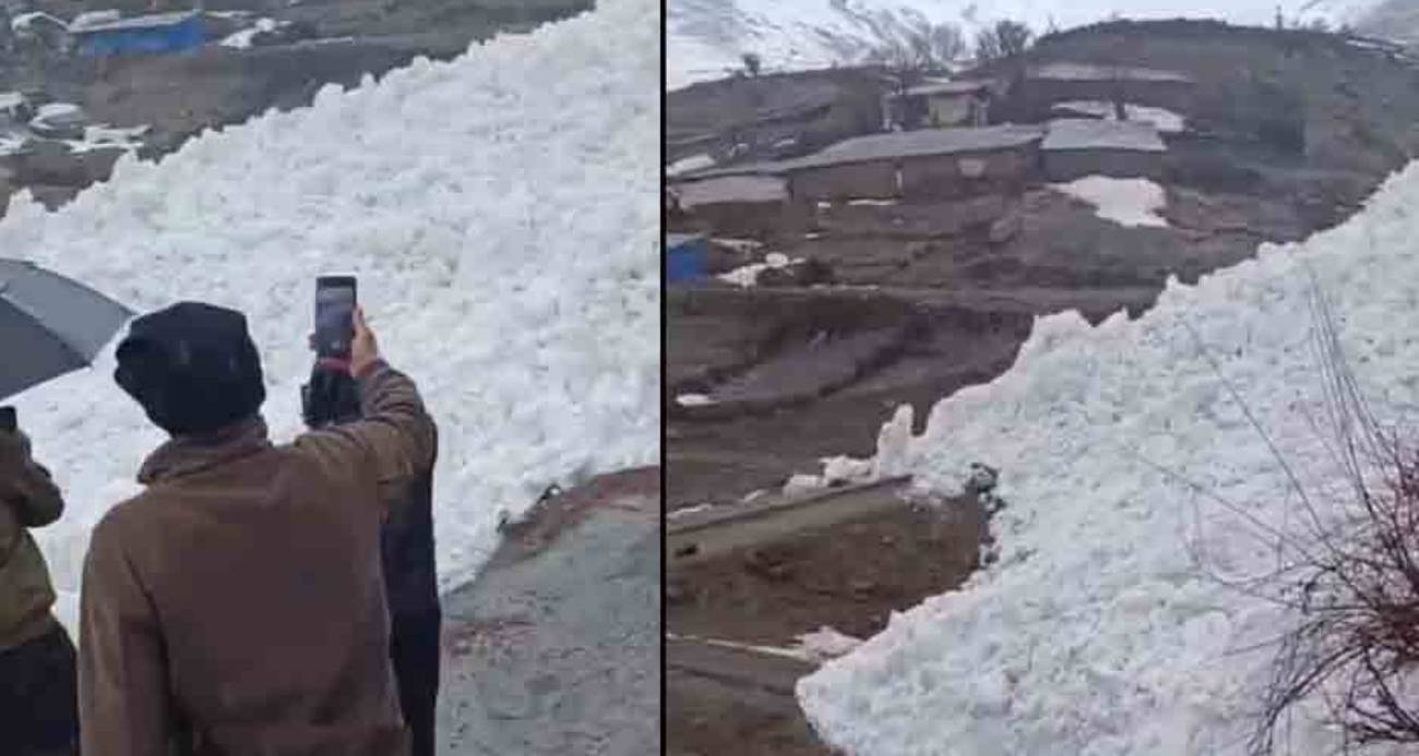 Hakkari'de çığ, evleri teğet geçti