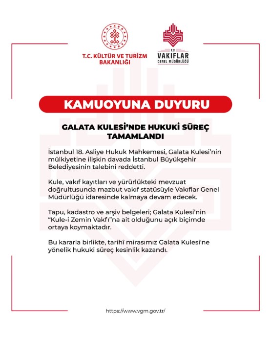 Galata Kulesi davasında mahkemeden İBB’ye ret kararı