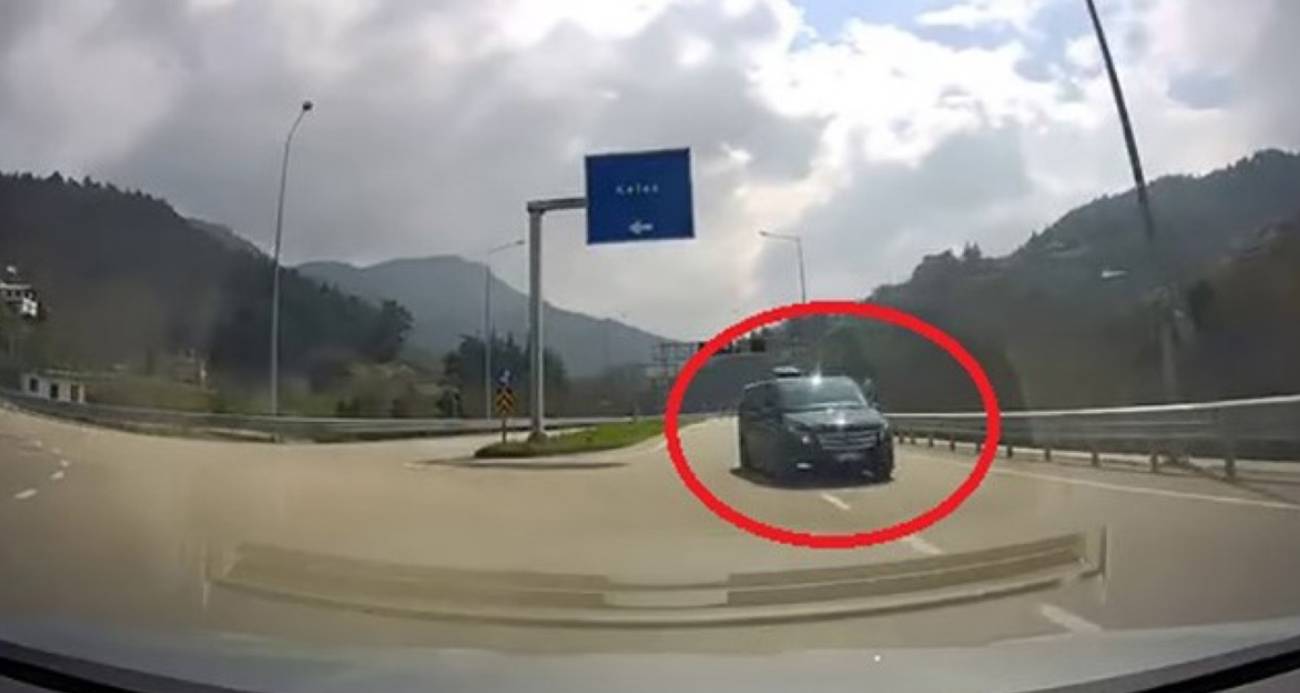 Ters yönden gelen araç faciayı böyle teğet geçti