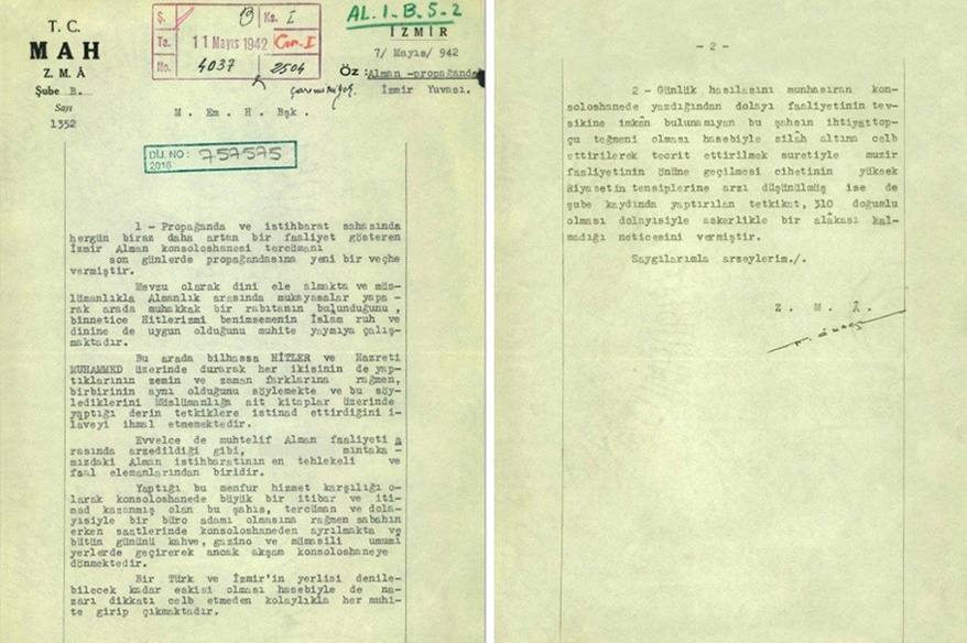 MİT’in yayımladığı 1942 tarihli belgede Hitler propagandası detayı