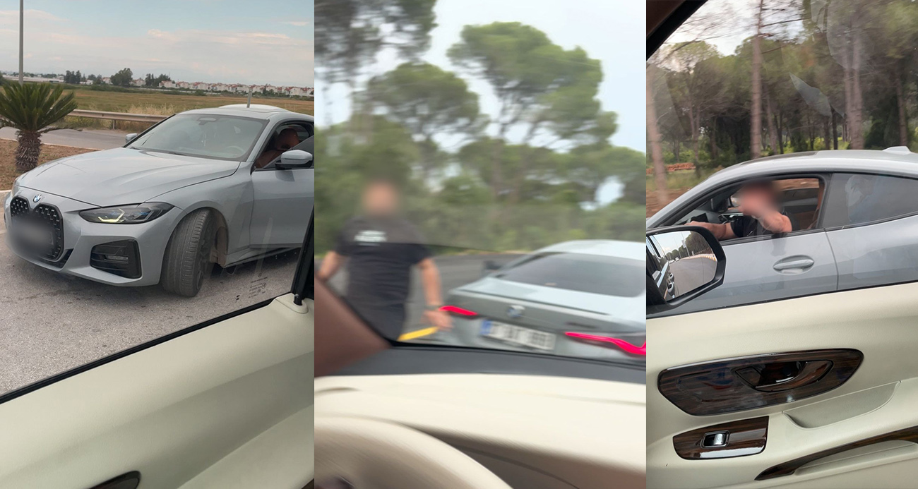 Antalya’nın Serik ilçesinde iki sürücünün trafikte tartışma anları ve sürücülerden birinin araçtan inerek diğer araca saldırdığı anlar cep telefonu görüntüsüne yansıdı.