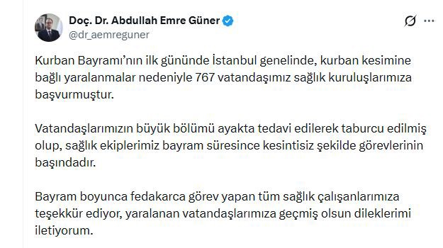 İstanbul’da bayramın ilk günü 767 kişi kurban keserken yaralandı
