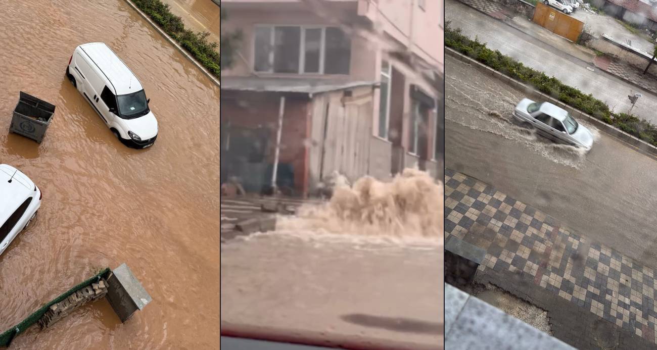 Bilecik’in Bozüyük ilçesinde sağanak yağış sele neden olurken, cadde ve sokaklar sular altında kaldı.