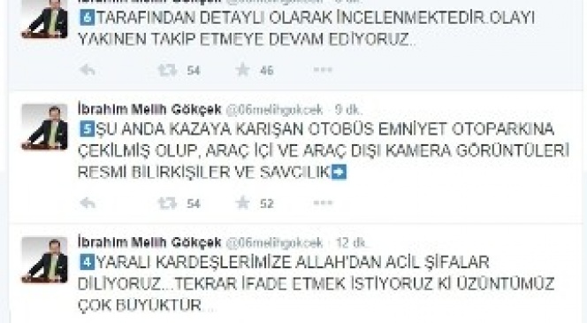 Ankara Büyükşehir Belediye Başkanı Gökçek&#039;ten Ego Otobüsünün Karıştığı Kazayla İlgili Açıklama