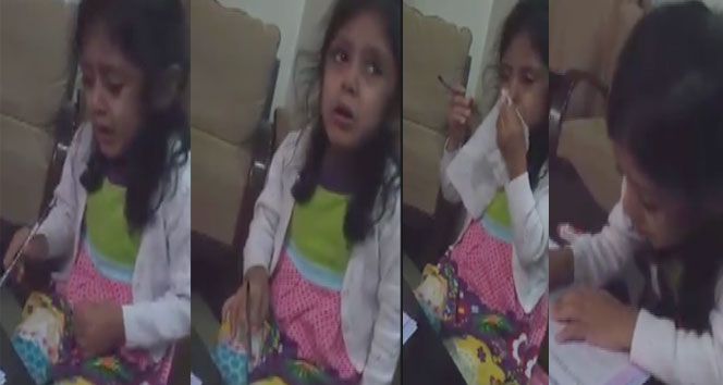 Ödev yapmak istemeyen sevimli kız