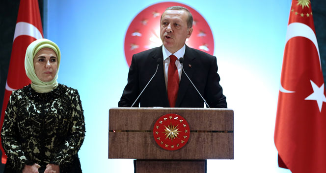 Erdoğan, Cumhurbaşkanlığı Külliyesi&#039;nde resepsiyon verdi