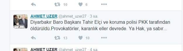 Milletvekili Uzer&#039;den Tahir Elçi&#039;nin Öldürülmesine Tepki