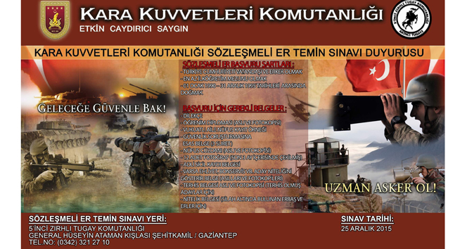 Sözleşmeli er ve erbaş başvurusu için gereken koşullar ve belgeler açıklandı