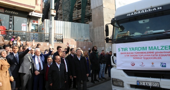 Fatih'ten Bayır-Bucak'taki Türkmenlere 5 TIR yardım