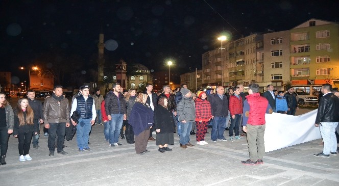 Alaçam'da Teröre Tepki Yürüyüşü