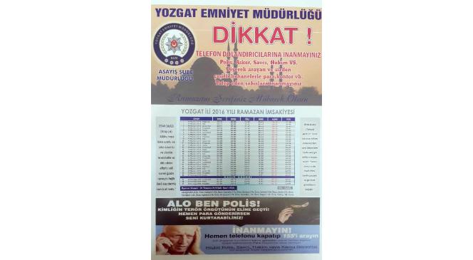 Yozgat Emniyetinden İmsakiyeli Dolandırıcılık Uyarısı