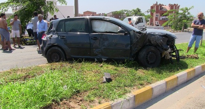 Didim’deki kazada sürücü ölümden döndü