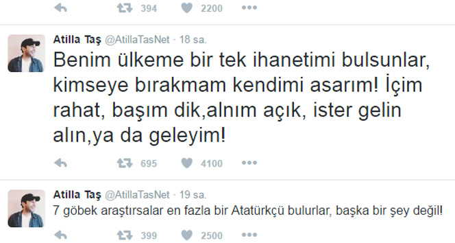 Gözaltına alınan şarkıcı Atilla Taş&#039;ın son sözleri