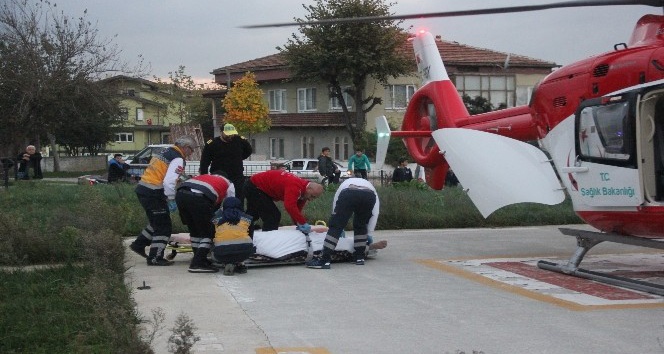 Beyin kanaması geçiren vatandaşın imdadına hava ambulansı yetişti