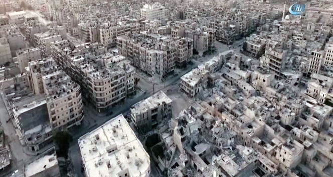 Halep’teki büyük tahribat havadan görüntülendi