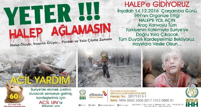 Bitlisliler “Halep’e Yol Açın” konvoyuna katılacak