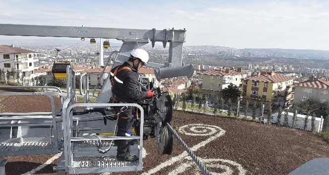 Ankara’da teleferik hattında bakım çalışması