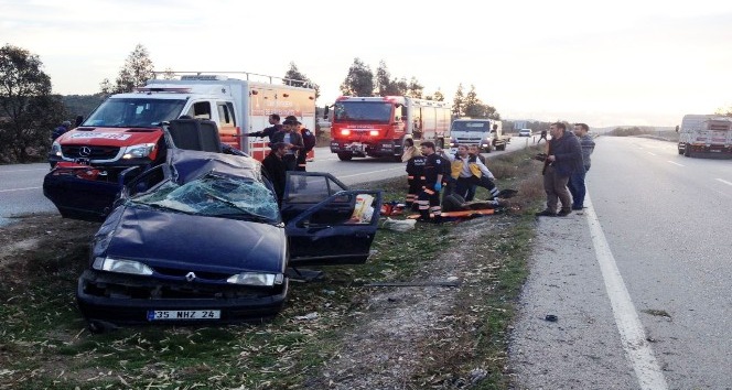 İzmir’de otomobil takla attı :6 yaralı