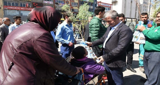 Başkan Mehmet Tahmazoğlu fidan dağıttı