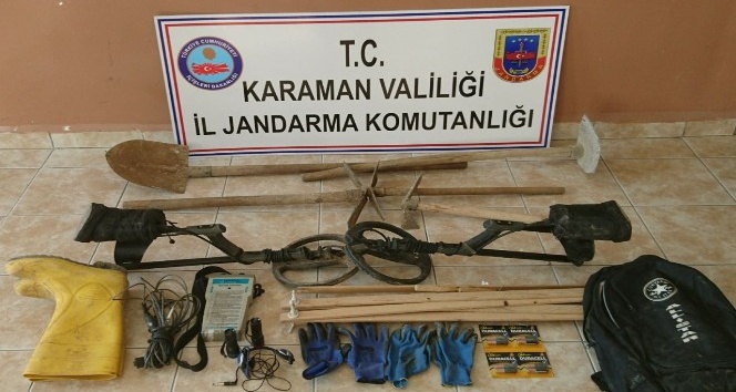 Karaman’da kaçak kazı yapan 3 kişi yakalandı