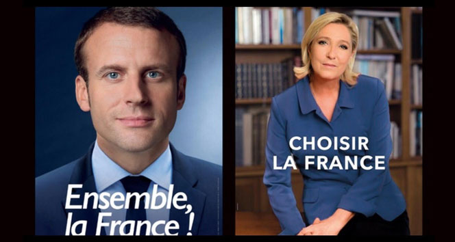 Fransız Cumhurbaşkanı adaylarının ikinci tur afişleri