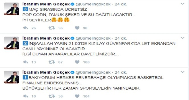 Ankara Büyükşehir Belediyesi’nden Fenerbahçe-Olympiakos maçına dev ekran