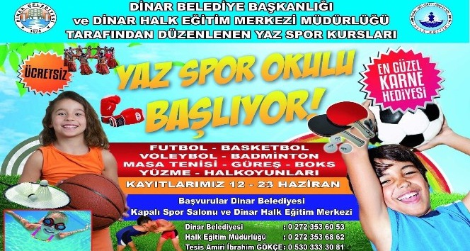 Dinar’da, ücretsiz yaz spor okulu başlıyor