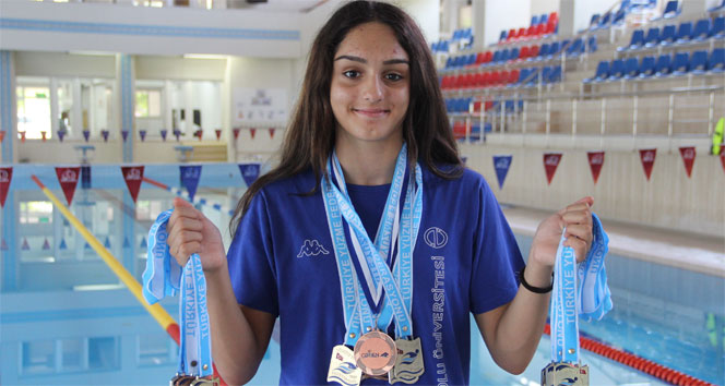 14 yaşındaki genç sporcunun 63 madalyası bulunuyor