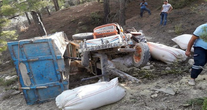 Gülnar’da traktör uçuruma yuvarlandı: 1 yaralı