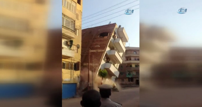 Mısır 5 katlı binanın yıkılma anı kamerada