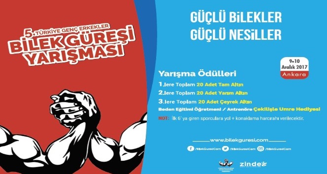 5’inci Türkiye Genç Erkekler Bilek Güreşi Yarışması Ankara’da düzenleniyor