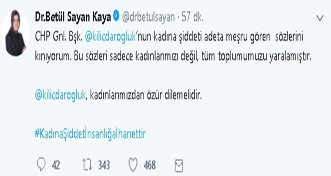 Bakan Kaya’dan Kılıçdaroğlu’na &quot;kadına şiddet&quot; tepkisi