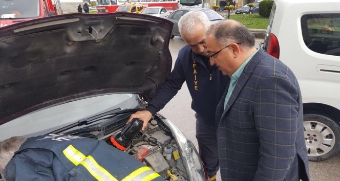 Veteriner belediye başkanının aracına kedi kaçtı