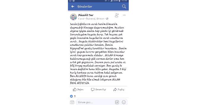 Sosyal medyadan vedalaşıp intihar etti