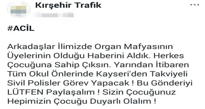 ‘Organ Mafyası’ paylaşımına gözaltı