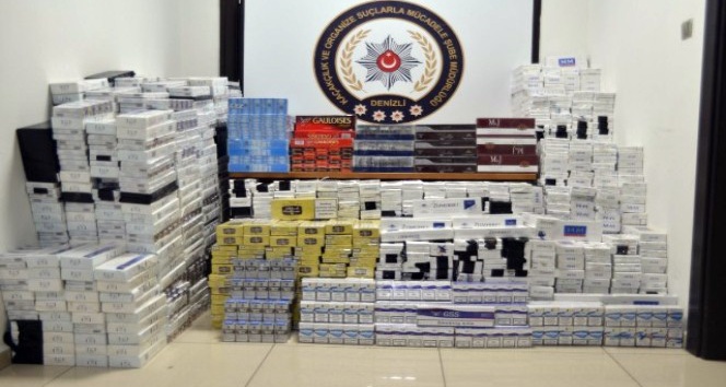 İplik çuvallarının arasında 16 bin 90 paket kaçak sigara ele geçirildi