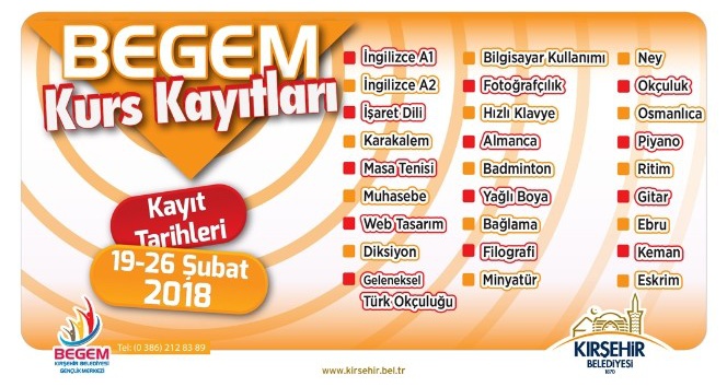 Kırşehir Belediyesi BEGEM kurs kayıtları başladı