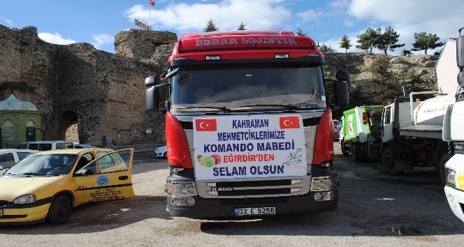 Afrin’deki kahraman Mehmetçik için 25 ton Eğirdir elması
