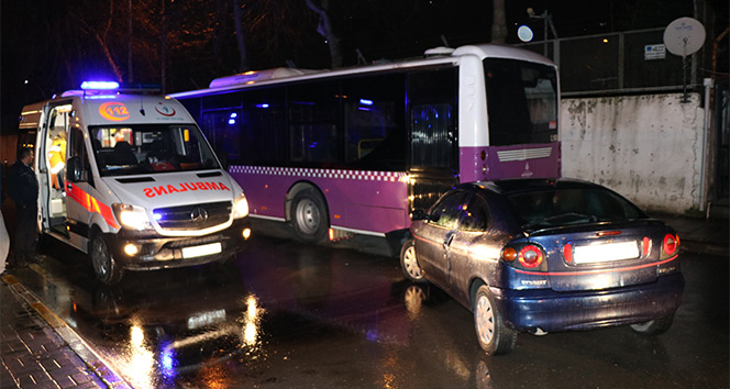 Alkollü ve ehliyetsiz sürücü belediye otobüsüne çarptı