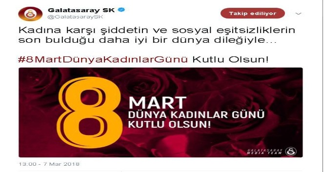 Galatasaray, Beşiktaş ve Fenerbahçe’den ’Kadınlar Günü’ mesajı
