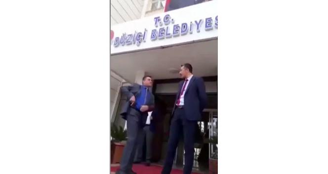 Düziçi Belediyesi önünde çalışanların silahlı kutlaması