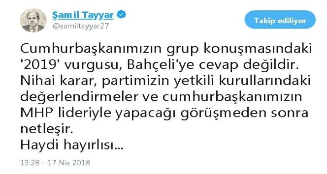 Milletvekili Şamil Tayyar’dan erken seçim değerlendirmesi