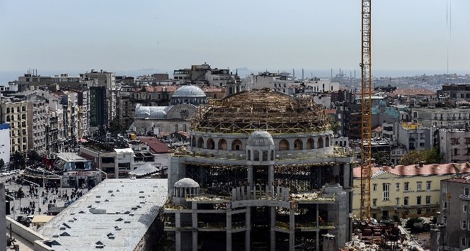 (Özel Haber) Taksim Camii inşaatında son durum havadan görüntülendi