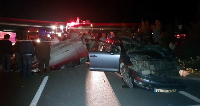 Yola çıkan deveye otomobil çarptı, 4 kişi yaralandı