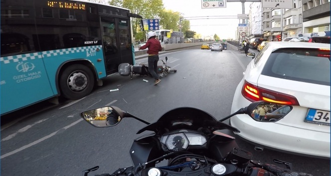 Taksim’de motosikletli ölümden kıl payı böyle kurtuldu