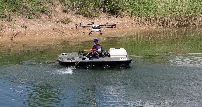 Belediyeden drone ile vektör ilaçlaması
