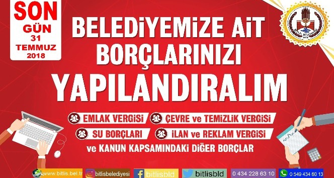 Bitlis Belediyesinde borç yapılandırma başvuruları başladı