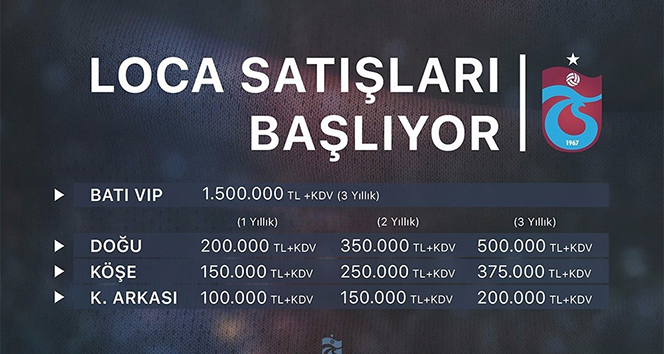 Trabzonspor, loca fiyatlarını TL&#039;ye çevirdi